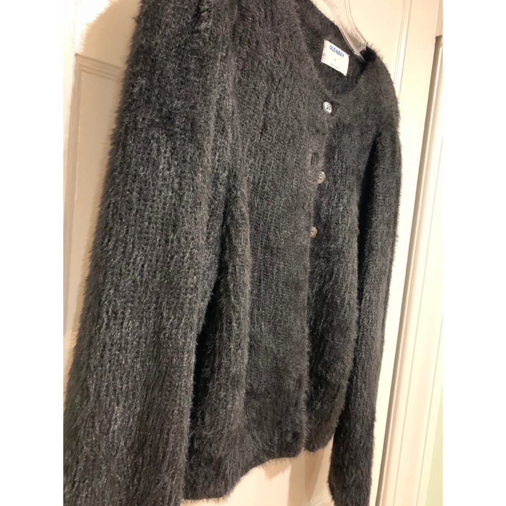 Old Navy Cropped Eyelash Cardigan Black sWomen's Size Medium - Picture 4 of 6